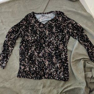 Black and Flower Petal Long Sleeve Shirt by Lane Bryant Size 14/16
